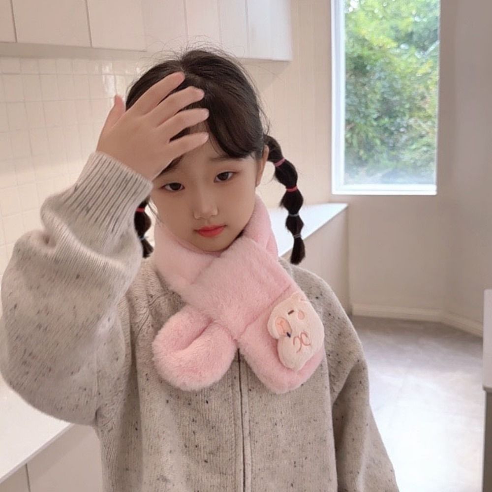 2pcs Kawaii Kapibala Plush Scarf Kapibala Shaped Thicked Cross Neck Warmer Neck Wrap Solid Color Children's Kapibala Scarf
