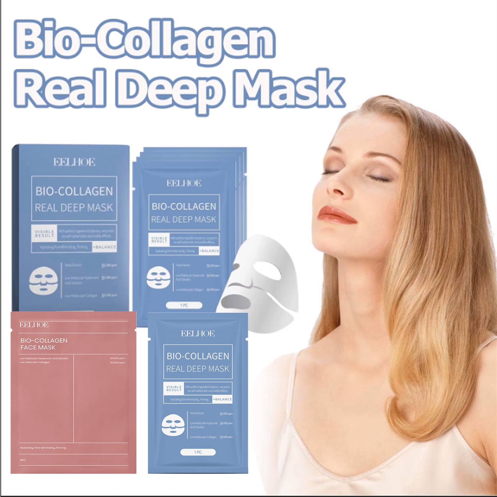 Bio Collagen Face Mask Lift Firm Skin Anti Aging Fade Face Fine Line Repair Barrier Shrink Pores Hydrating Brightening Face Skin