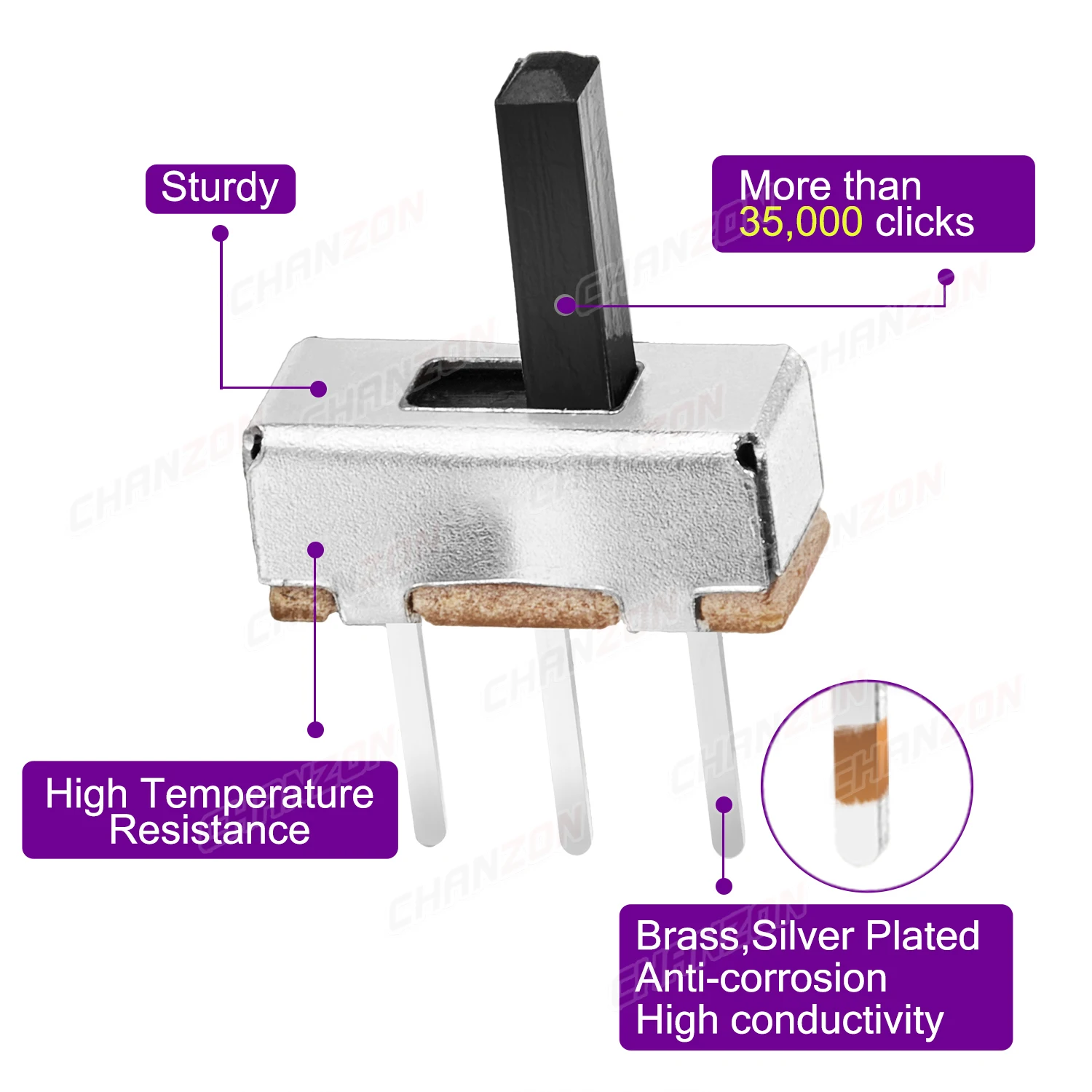 Microinterruptor deslizante Spdt de 3mm, 4mm, 5mm y 6mm, 3 pines, 5 posiciones, ss12f15, ss12f44, 1p2t, contacto de Terminal de montaje de palanca pequeño para Arduino