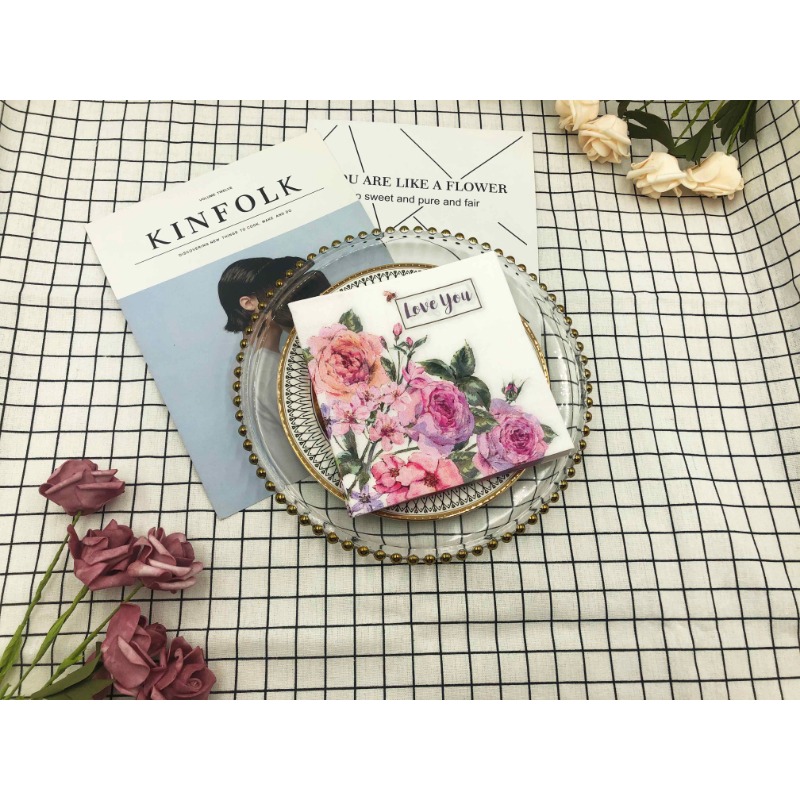 Красочные салфетки с принтом, квадратные бумажные салфетки для ресторана, цветочные салфетки для лица, установка свадебного стола в отеле, бумага из чистой древесной целлюлозы