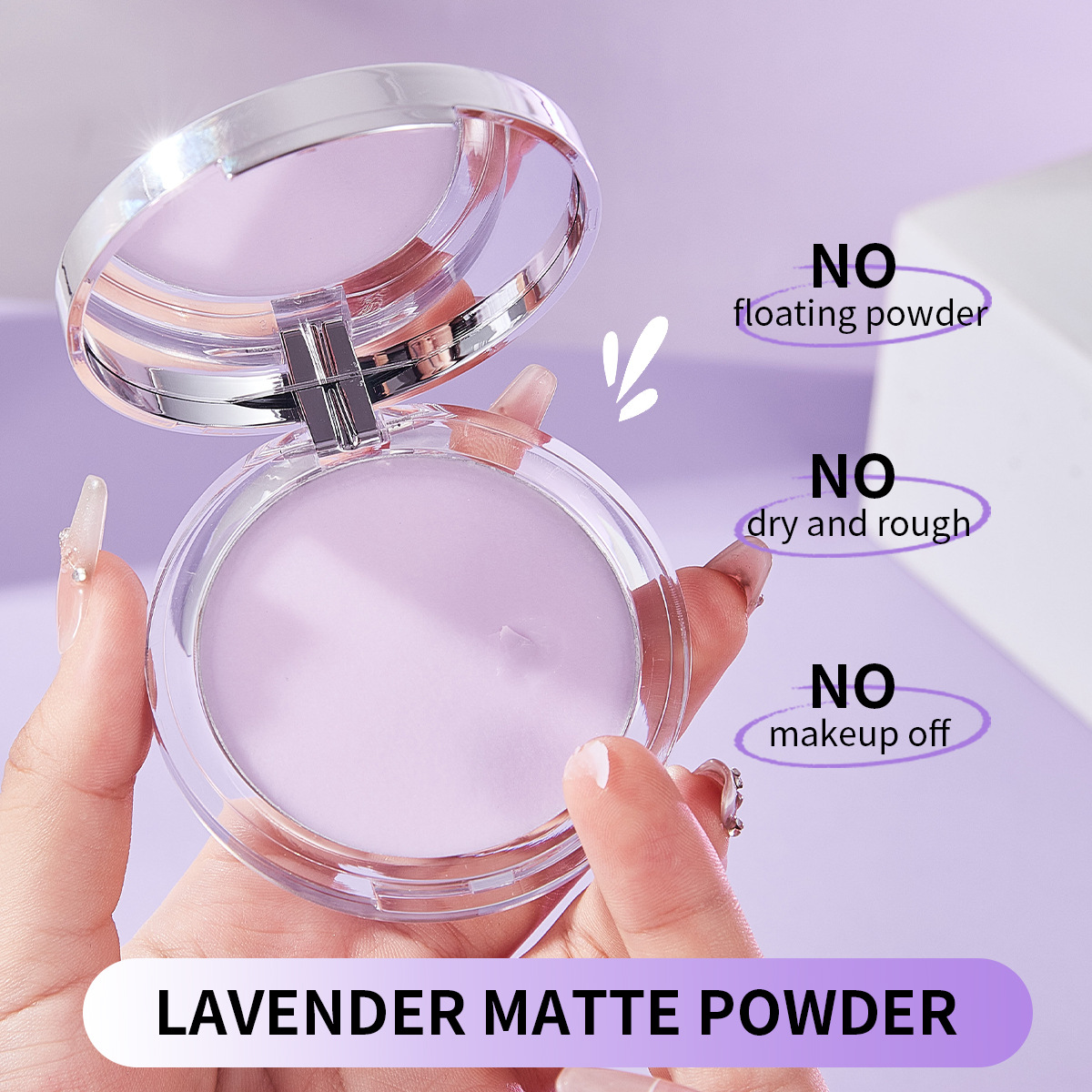 Waterproof Violet Cream powder Natural Stick Facial Long term Oil Control Easy Apply Makeup Powder Cosmetics