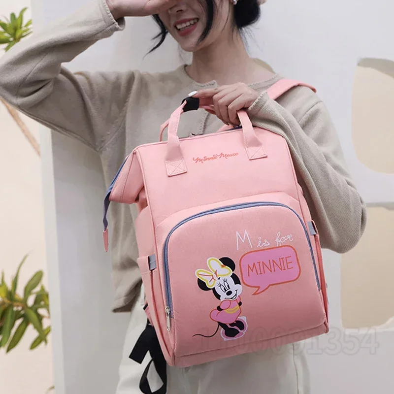 Disney nova moda saco de fraldas do bebê grande capacidade saco de maternidade carrinho de bebê à prova dwaterproof água mochila mickey mouse saco de fraldas do bebê