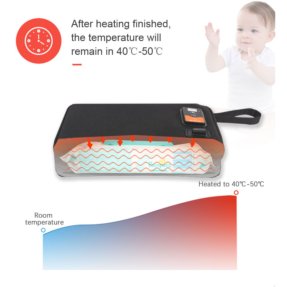 Podgrzewacz szmatki do wycierania na mokro przenośnych chusteczek USB podgrzewacz chusteczki dla niemowląt o dużej pojemności z regulacją temperatury od 30 ℃ do 60 ℃