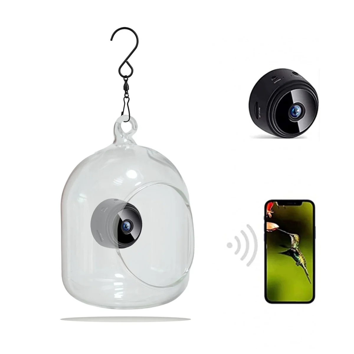 XFDE Bird Feeder with Camera Night-Version Video Camera Bird Feeder, WiFi Remote Connection Camera Bird Feeder with Phone