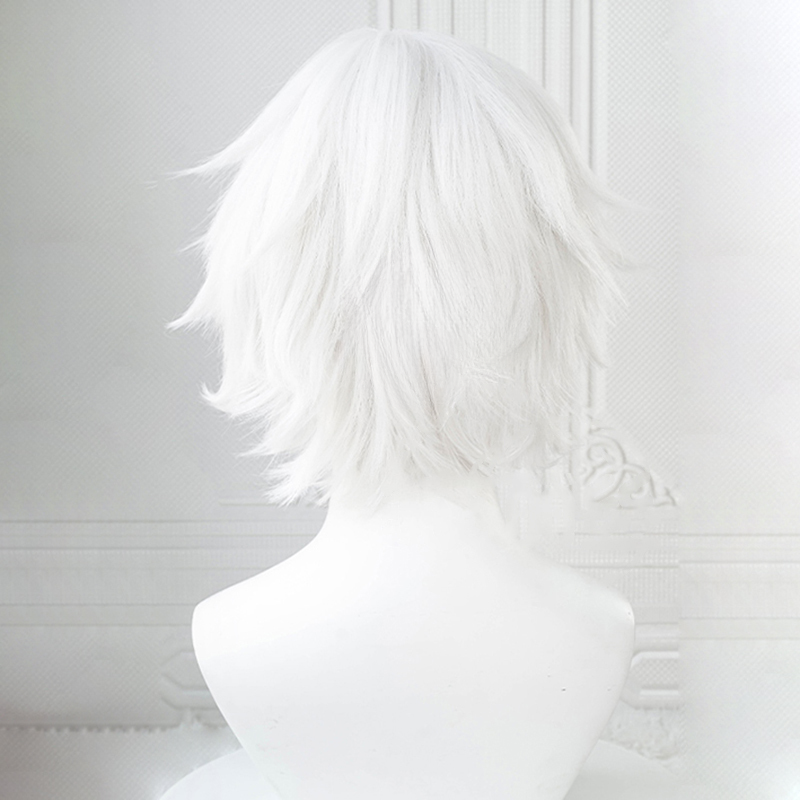 애니메이션 Kaneki Ken 코스프레 가발 짧은 흰색 털이 가발 눈 패치 내열성 합성 헤어 파티 역할 놀이