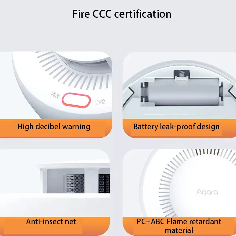 New Aqara Smoke Alarm Detector Sensor JY-GZ-01AQ Highly Sensitive Smoke Detection Work With Homekit Zigbee 3.0 Homekit Mi Home