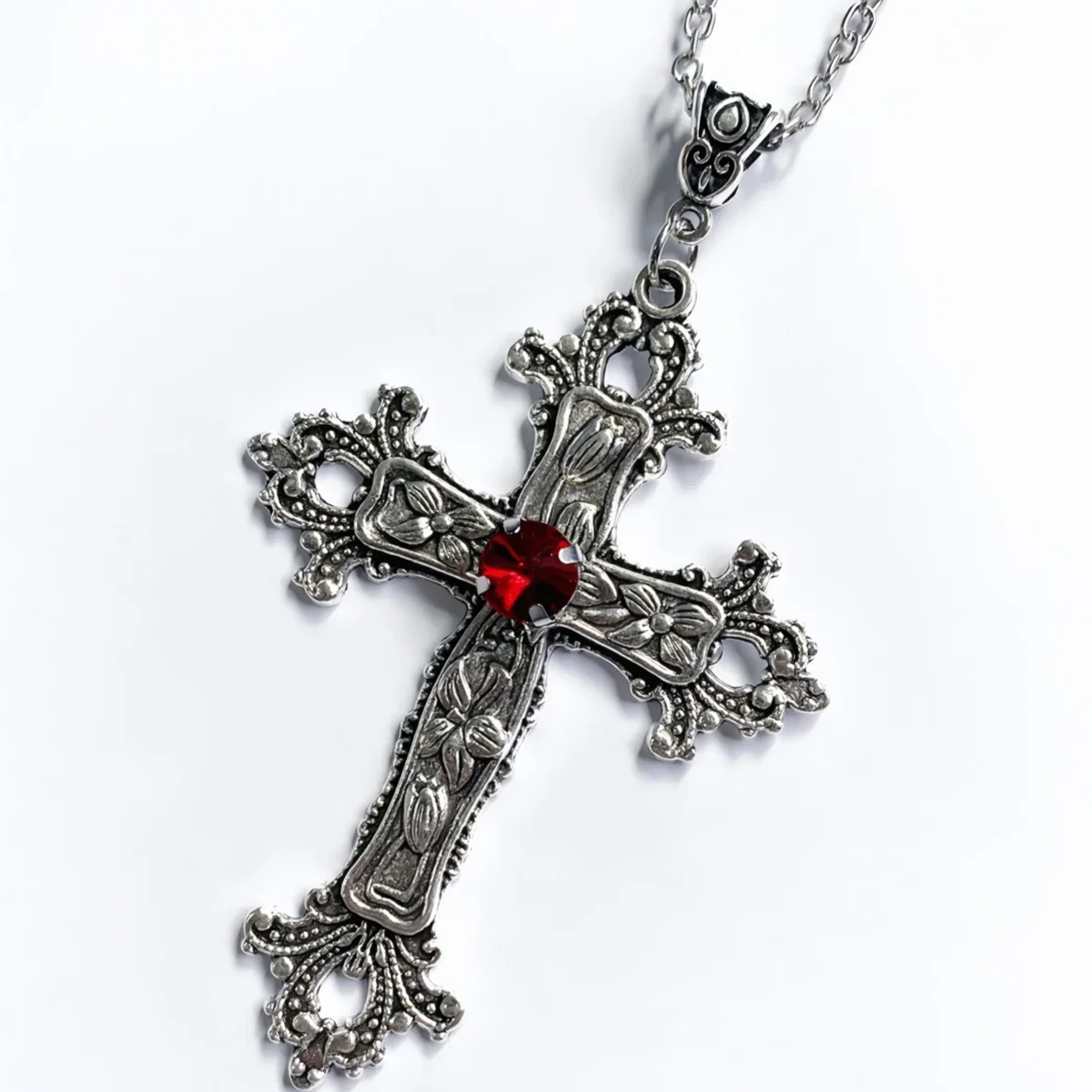 Collane con ciondolo croce grande in cristallo punk per donna uomo Collane a catena con clavicola croce irregolare gotica Gioielli estetici