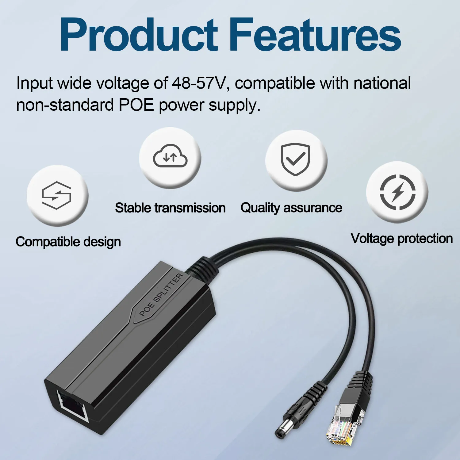 Adaptador divisor POE de 48V a 5V, separador adaptable activo, inyector aislado, CC Micro USB tpye-C USB hembra para cámara de 100M