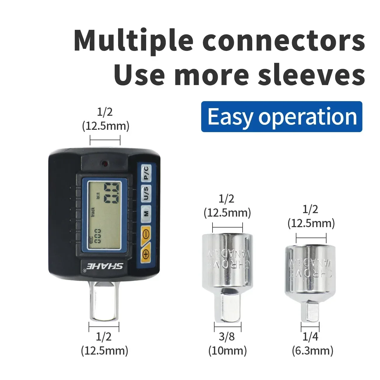 SHAHE Llave dinamométrica digital 1/2 '' Llave dinamométrica electrónica ajustable Juego de bicicletas Reparación de automóviles Bicicleta