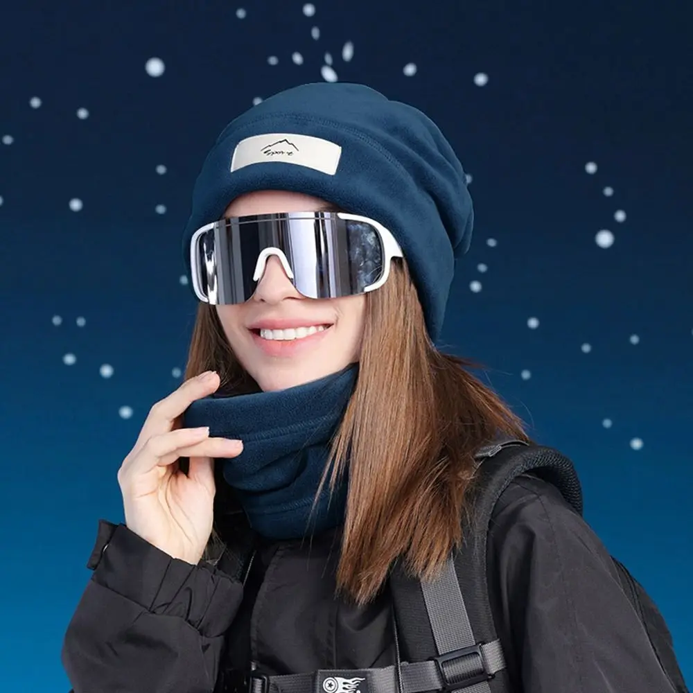2 unids/set gorro de punto a prueba de viento conjunto de bufanda a prueba de frío calentador de cuello gorros gruesos invierno cálido ciclismo esquí con capucha