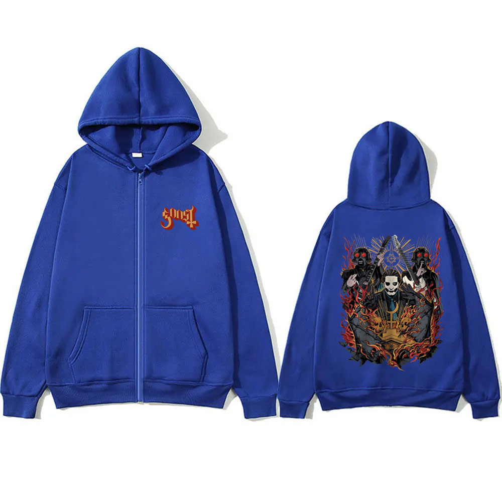제한된 고스트 밴드 지퍼 까마귀 남성 고딕 streetwear 남성 대형 지퍼 후드 남성 빈티지 록 메탈 음악 지퍼 업 자켓