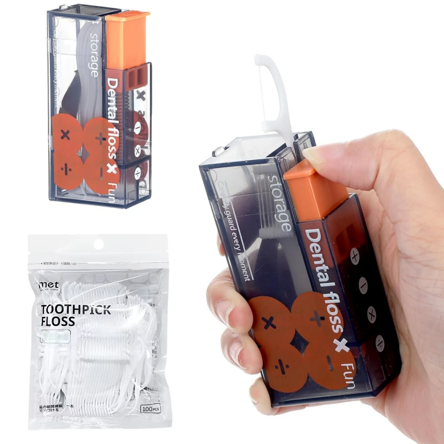 Auto-Floss Pro Caja de almacenamiento de hilo dental de un solo toque Soporte de hilo dental emergente inteligente con 10 recambios precargados Kit de cuidado bucal portátil