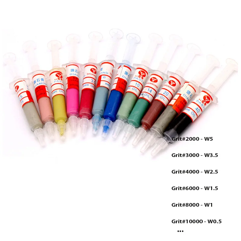1/6/8/12pcs W0.5 ~40 Diamondes Grinding Polishing Paste Lapping Compound Metal Glass Jade Amber Buffing Abrasive Tools