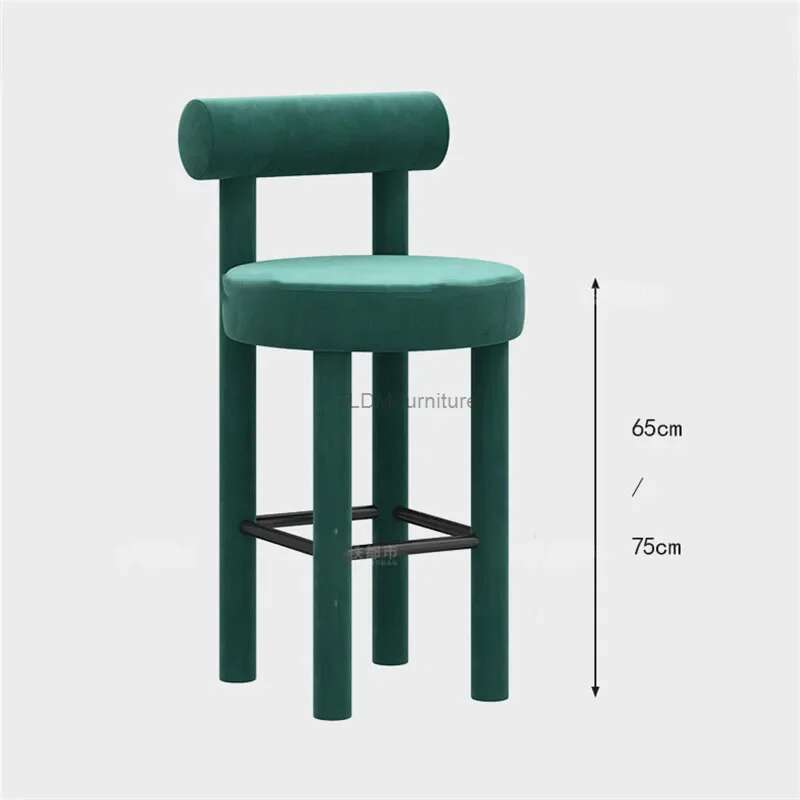 Modern Minimalist Bar Chairs Bar Furniture Light Luxury Velvet Bar Stool Home Makeup Vanity High Stools Hight Table Bar Chair