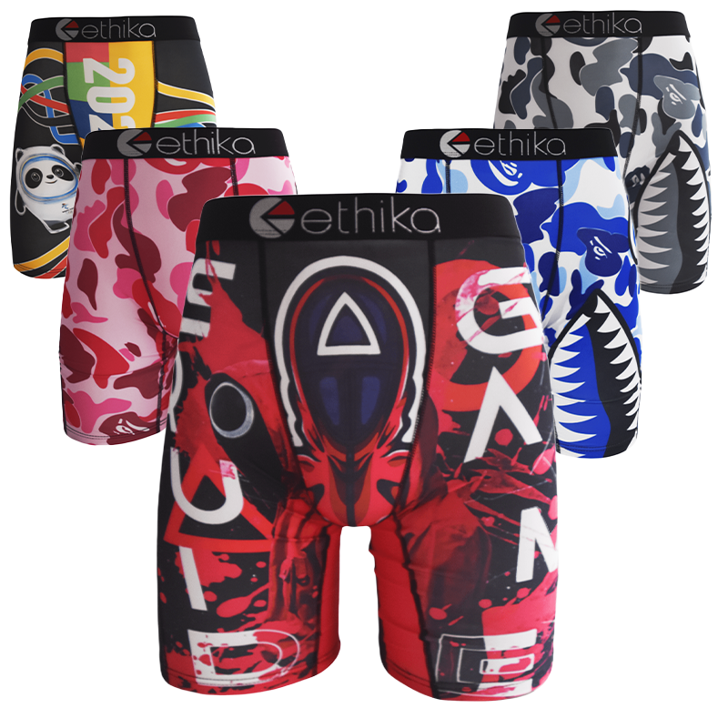 ETHIKA летнее сексуальное мужское нижнее белье боксеры Cueca трусики нижнее белье трусы боксеры дышащие мужские трусы-боксеры с принтом