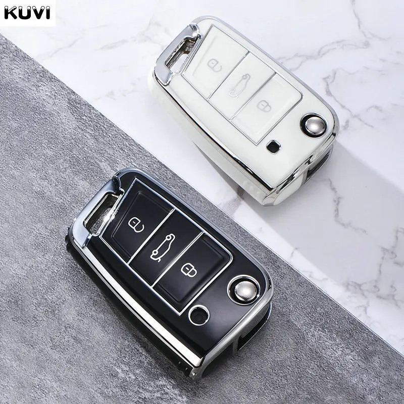 3 4 ボタン TPU 車のキーケースカバー Fob VW フォルクスワーゲンゴルフ 7 MK7 ティグアン MK2 シート Ateca レオン FR 2 イビサシュコダオクタ