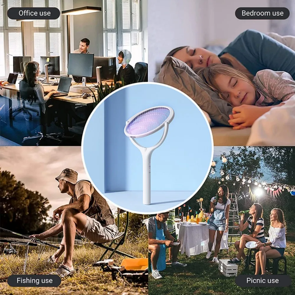 5-in-1 Retractable Extension Poleไฟฟ้ายุงSwat Multi-FunctionalหมุนสุทธิSwatชาร์จUSB Family Campingใช้