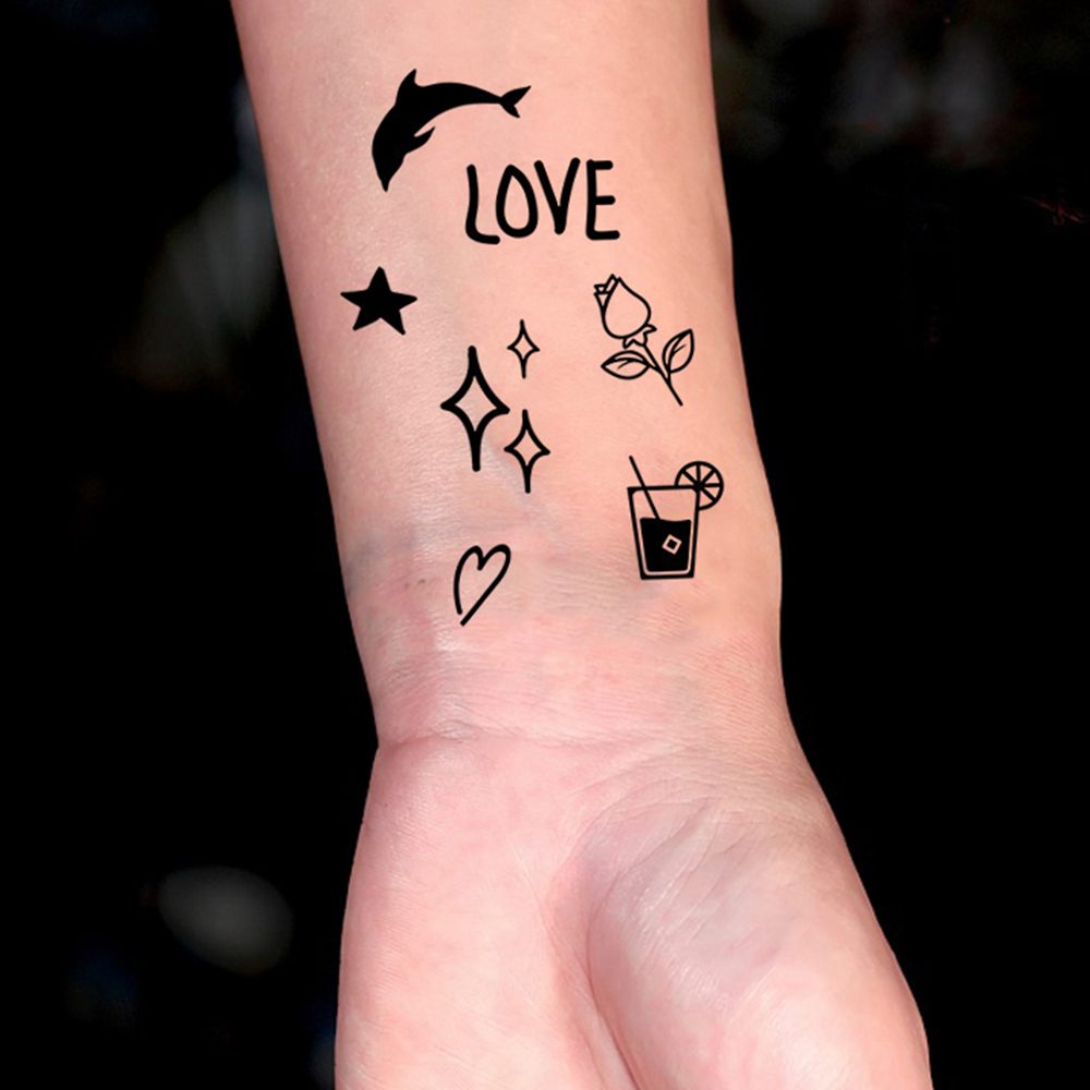 男性と女性のための一時的な入れ墨のステッカー,ユニセックスのステッカー,星空,月,ヘビ,アート,腕,偽の,手首,10個