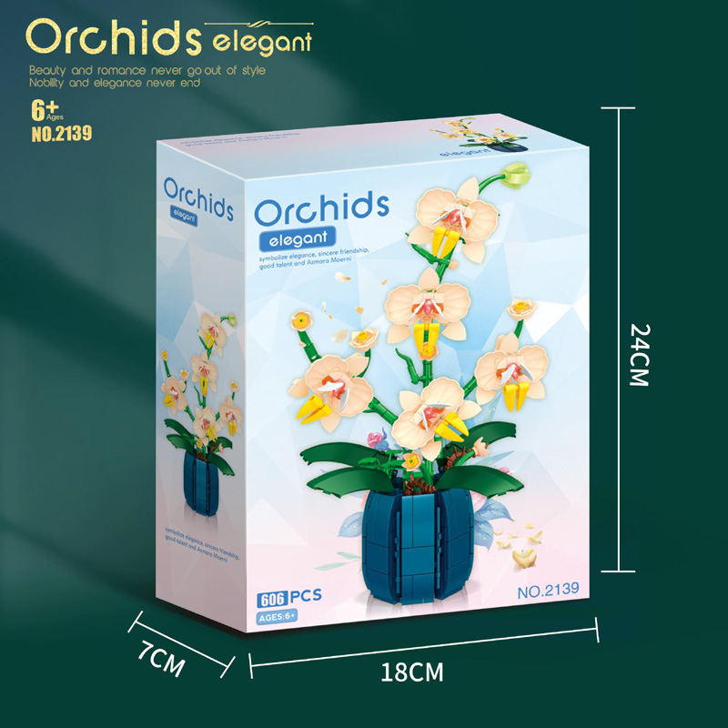 Orchidee Blumen Bausteine Bonsai Pflanze Modell Ziegel Bouquet Blumen blöcke kreative romantische Dekoration Kinderspiel zeug Geschenke