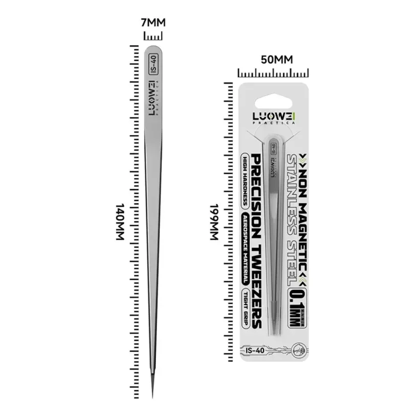 LUOWEI IS-40 High Precision Tweezers for Mobile Phone Repair High Hardness Ultra-fine Straight Tips Jump Wire Clamping Tools