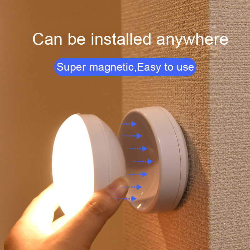 Luz Led nocturna con Sensor de movimiento y carga USB, lámparas Led redondas de ahorro de energía para dormitorio, Control de sonido/luz para pasillo, hogar y baño