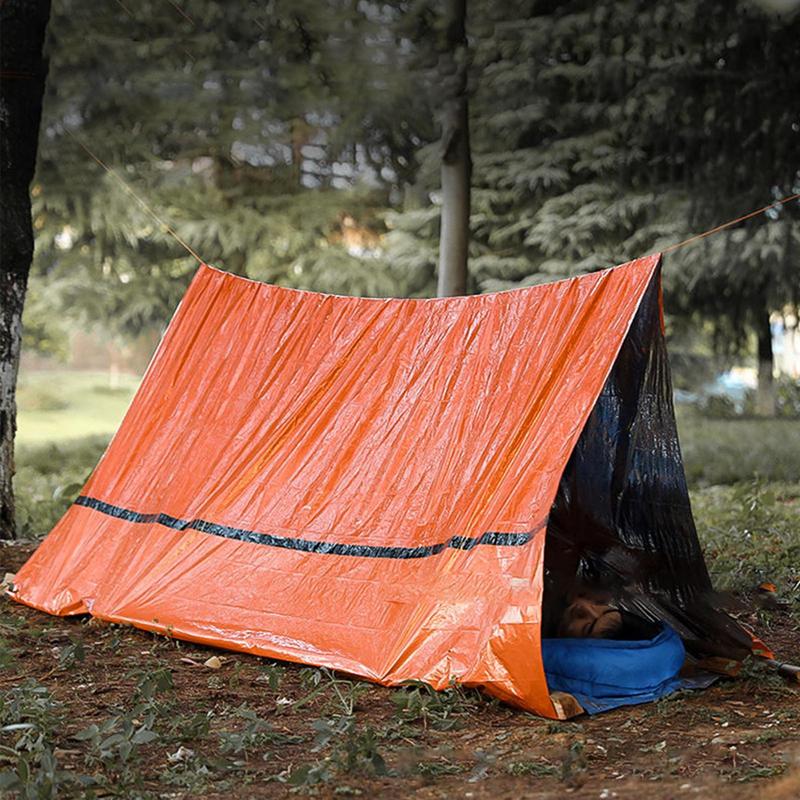 Survival Shelter น้ําหนักเบา Storm Shelter Outdoor Camping เดินทางกันสาดผ้าใบกันน้ําแบบพกพาป้องกันทุกสภาพอากาศ