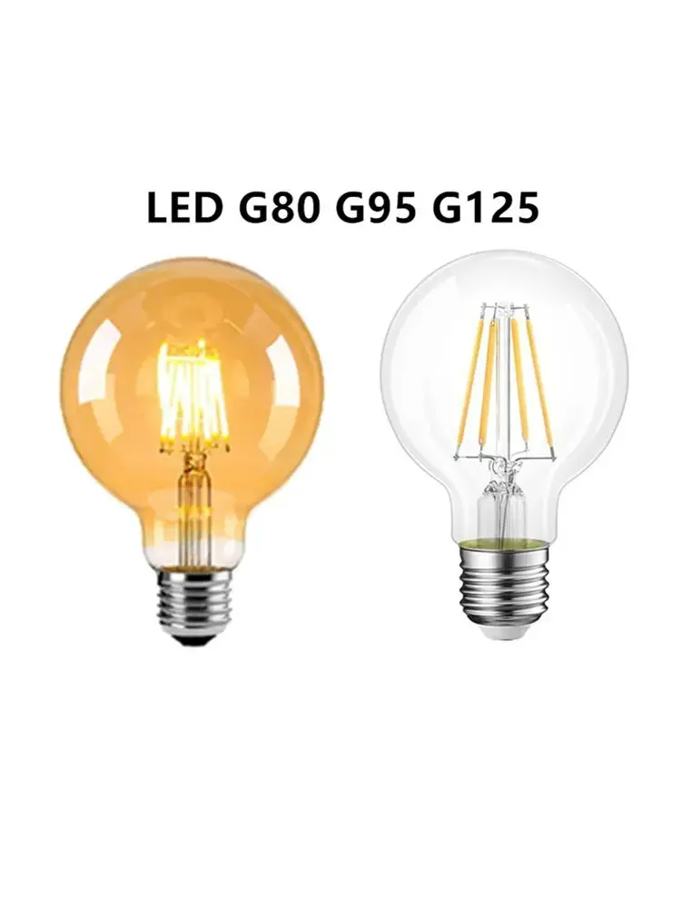 Bombilla LED de filamento Edison Retr marrón dorado G80 G95 G125 4W 6W 8W 10W 12W regulable E27 AC 220V atenuador restaurante dormitorio