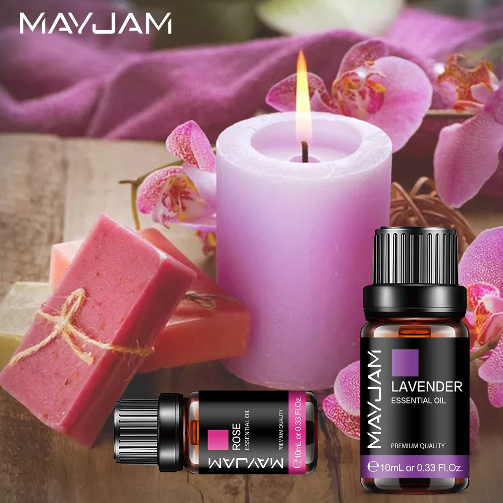MAYJAM 10ML ลาเวนเดอร์ตะไคร้จัสมินวานิลลา Eucalyptus Rose Lemon น้ํามันหอมระเหยสําหรับ Humidifier Diffuser เทียนทํา