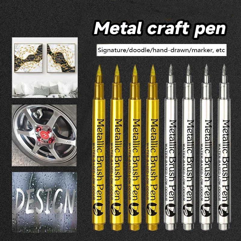 4/6pcs กันน้ําถาวรแปรงโลหะสี MARKER ปากกา DIY เรซินแม่พิมพ์ทองเงินอุปกรณ์วาดภาพ CRAFT Markers ปากกา
