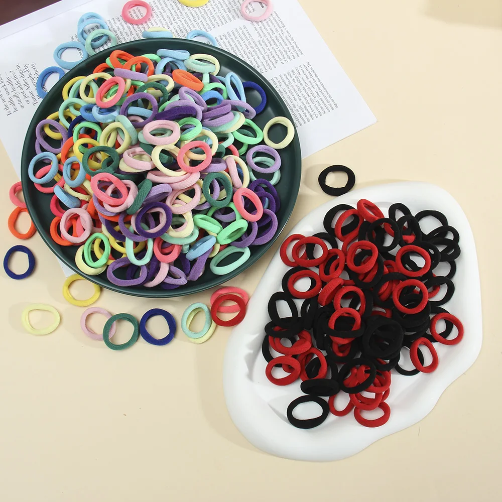 Anneau de pouce sans couture pour femmes, 50 pièces, attaches pour cheveux, porte-queue de cheval en sac avec petites bandes élastiques pour bricolage, cordon de cheveux Simple à la mode