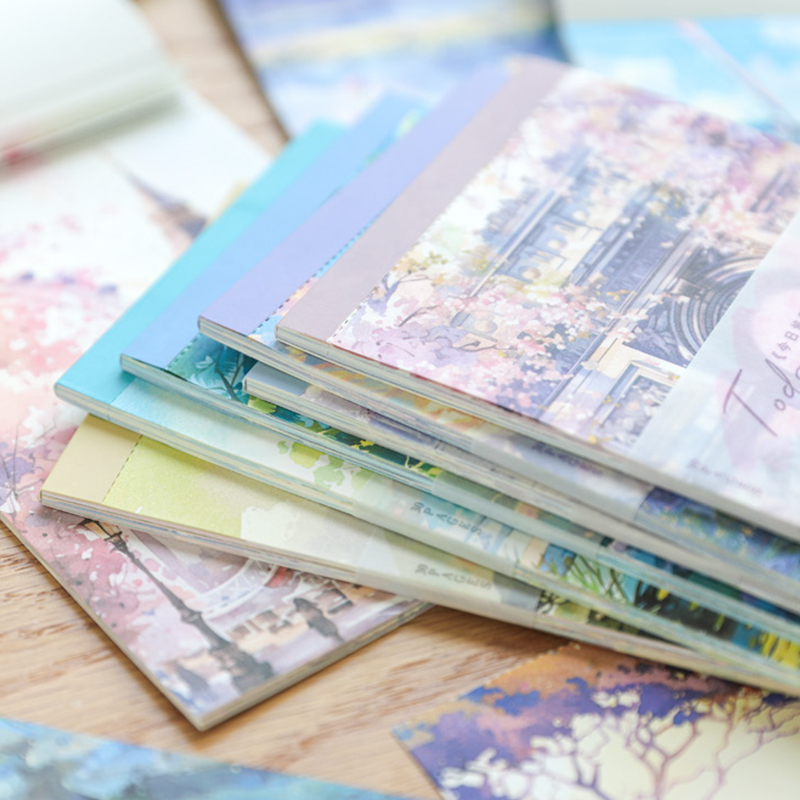 Mr. กระดาษ, 6รูปแบบ, 30แผ่น/แพ็ค, วัสดุโน้ตกาวสีน้ำแนววินเทจ, การ์ดกระดาษตกแต่งอัลบั้มภาพปะติด