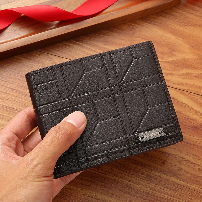 Leather Men's Wallets Slim Bifold Wallet for Men Business Casual Man Short Thin Minimalist Multi Card Holder Purse Money Clip