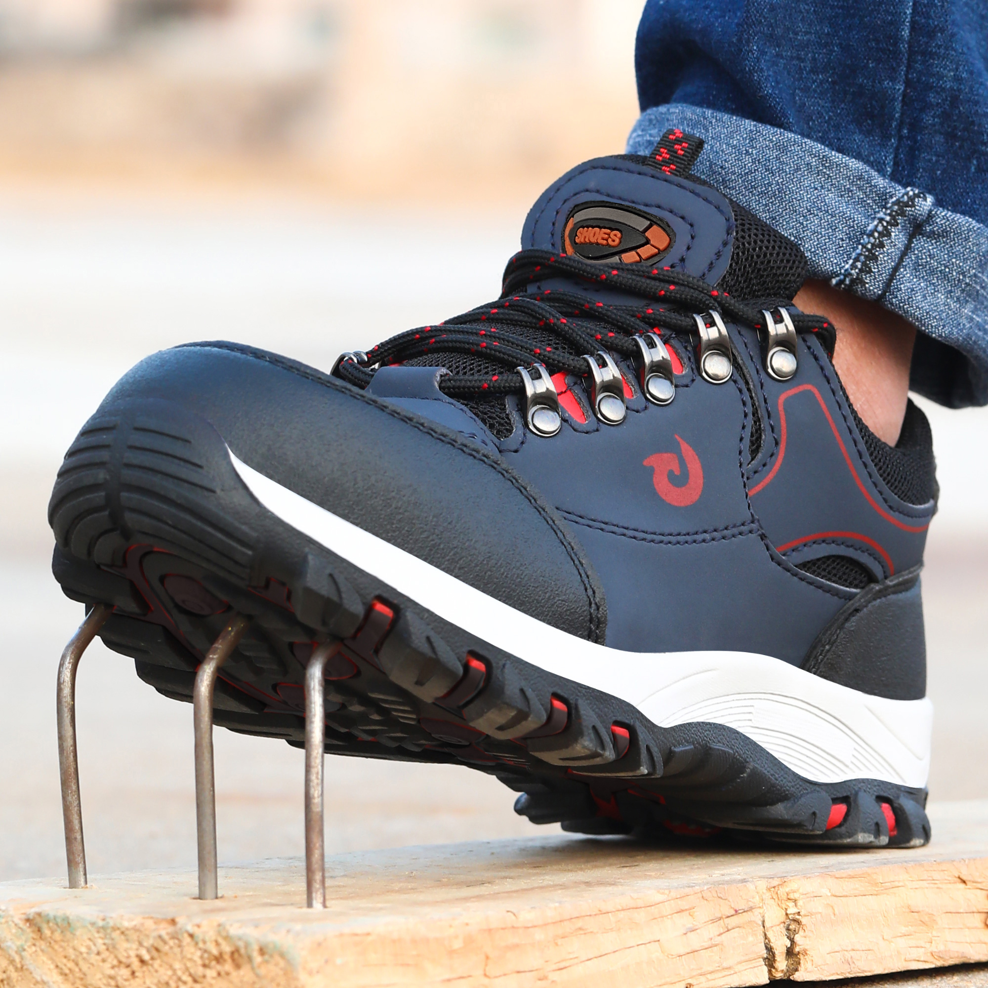 Sapatos de dedo do pé de aço para homens botas de trabalho à prova de punctura sapatos de segurança de trabalho sapatos de trabalho de proteção calçados masculinos tênis de segurança