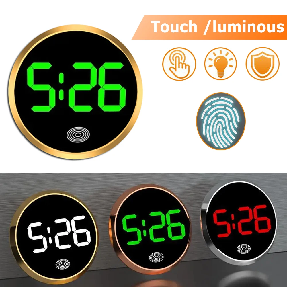 Nuevo reloj LED para coche, reloj de cuarzo Digital tipo táctil, Mini relojes digitales luminosos, reloj electrónico de aleación, accesorios internos para coche