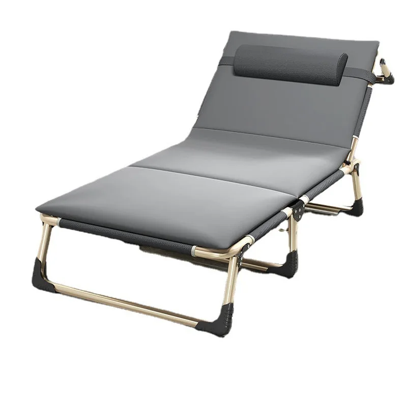 75cm Enlarged Bed Surface for Lunch Break Folding Bed Multifunctional Portable Marching Bed Adjustable Office Lounge Chair