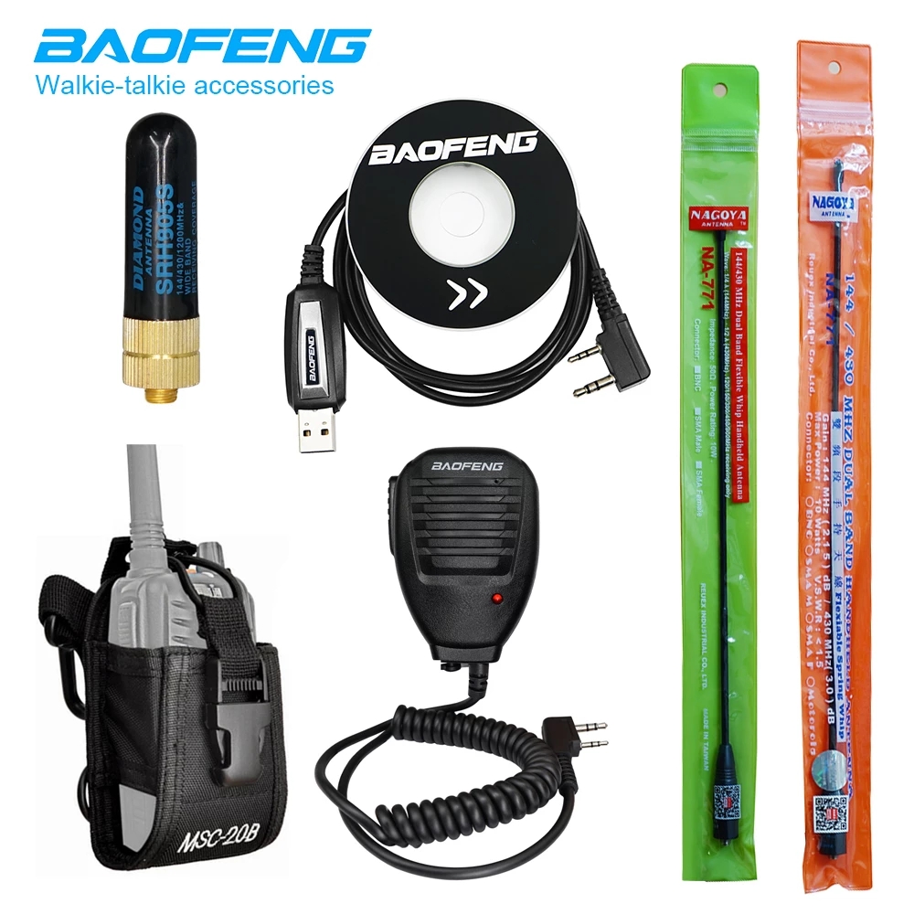 Baofeng-accesorios para walkie-talkie, altavoz de 2 pines, micrófono, Cable USB, accesorio de antena para UV-5R, BF888S, UV-82, 5, RPRO