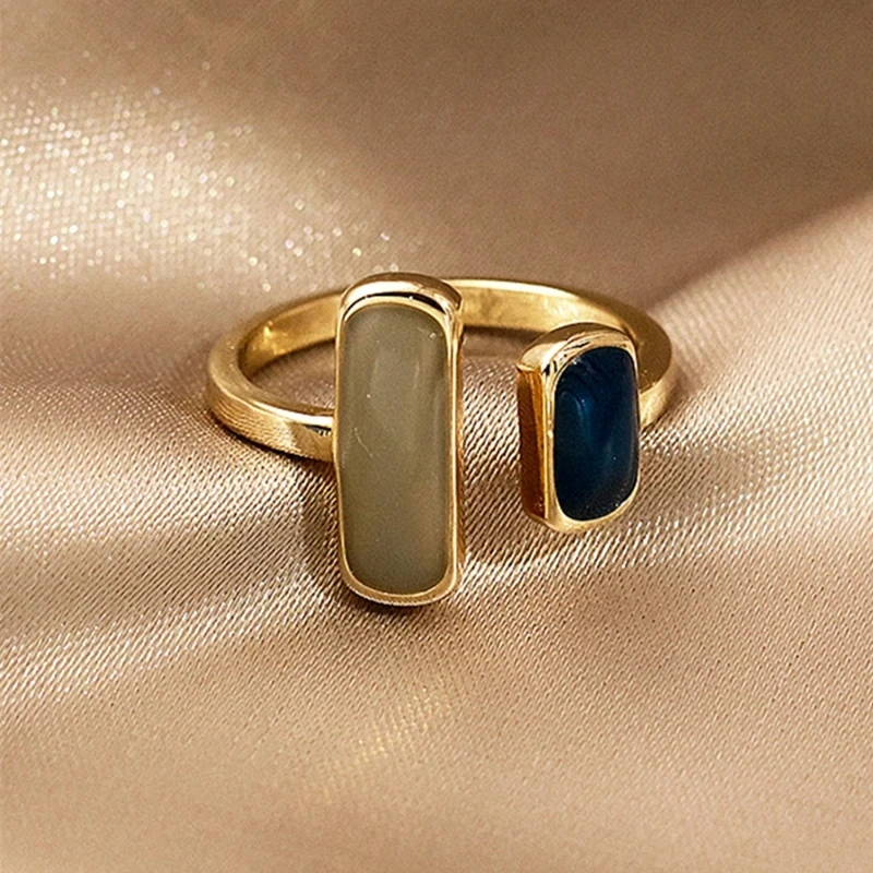 Neue Einstellbare Bunte Tropf Glasur Ring Frauen Mode Retro Geometrische Gold Farbe Metall Ringe Hochzeit Schmuck Geburtstag Geschenk
