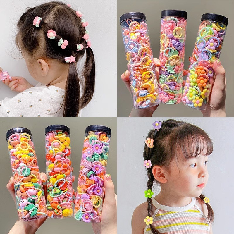 80 uds/40 uds/botella bandas elásticas para el cabello niñas accesorios para el cabello de bebé Anillo para el cabello para niños cuerda para la cabeza Scrunchies sombreros 1 o 2 botellas