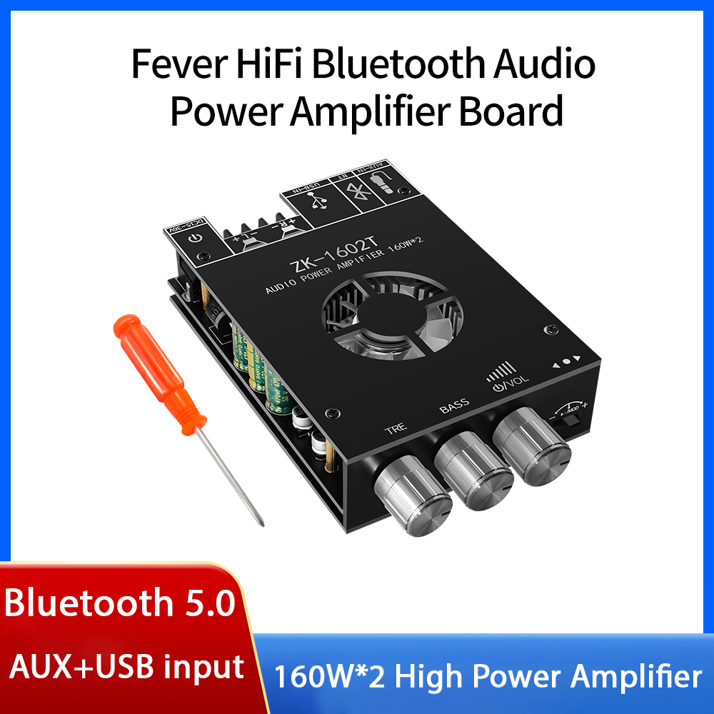 ZK-1602T bluetooth 5.0 subwoofer placa amplificador 2.0 canais de alta potência 160w + 160w tda7498e usb áudio estéreo áudio alto e baixo
