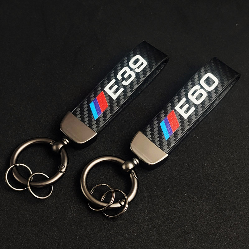 LLavero de cuero y carbono 2024, llavero con logotipo para BMW E49 E90 E91 E92 E39 E30 E36 E60 E61 E87 M, accesorios deportivos