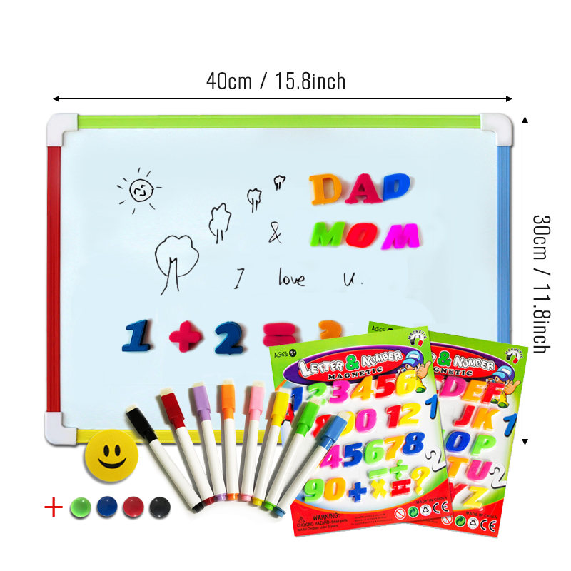 Tableau blanc magnétique pour enfants, 3 Styles, gomme sèche, tableau blanc avec cadeaux gratuits, aimants numériques, tableaux à messages pour mémo pour enfants d'âge préscolaire