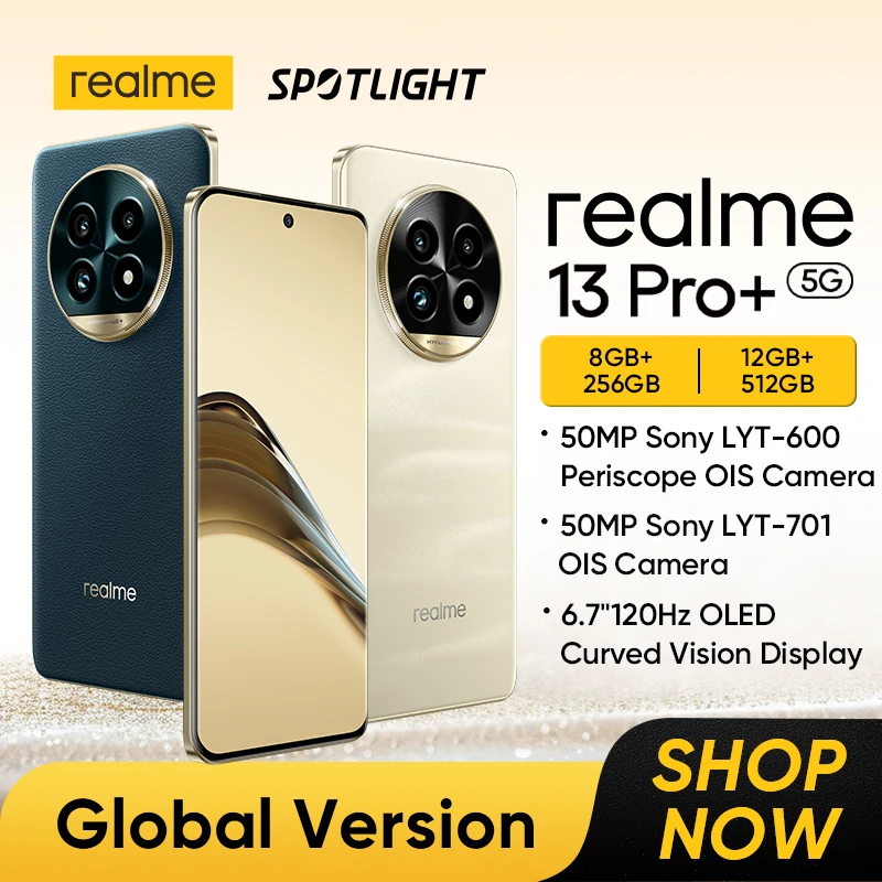 Global Version realme 13 Pro Plus 5G Smartphone Snapdragon 7s Gen 2 120Hz Curved Vision Display 80W SUPERVOOC Charge AI Imaging