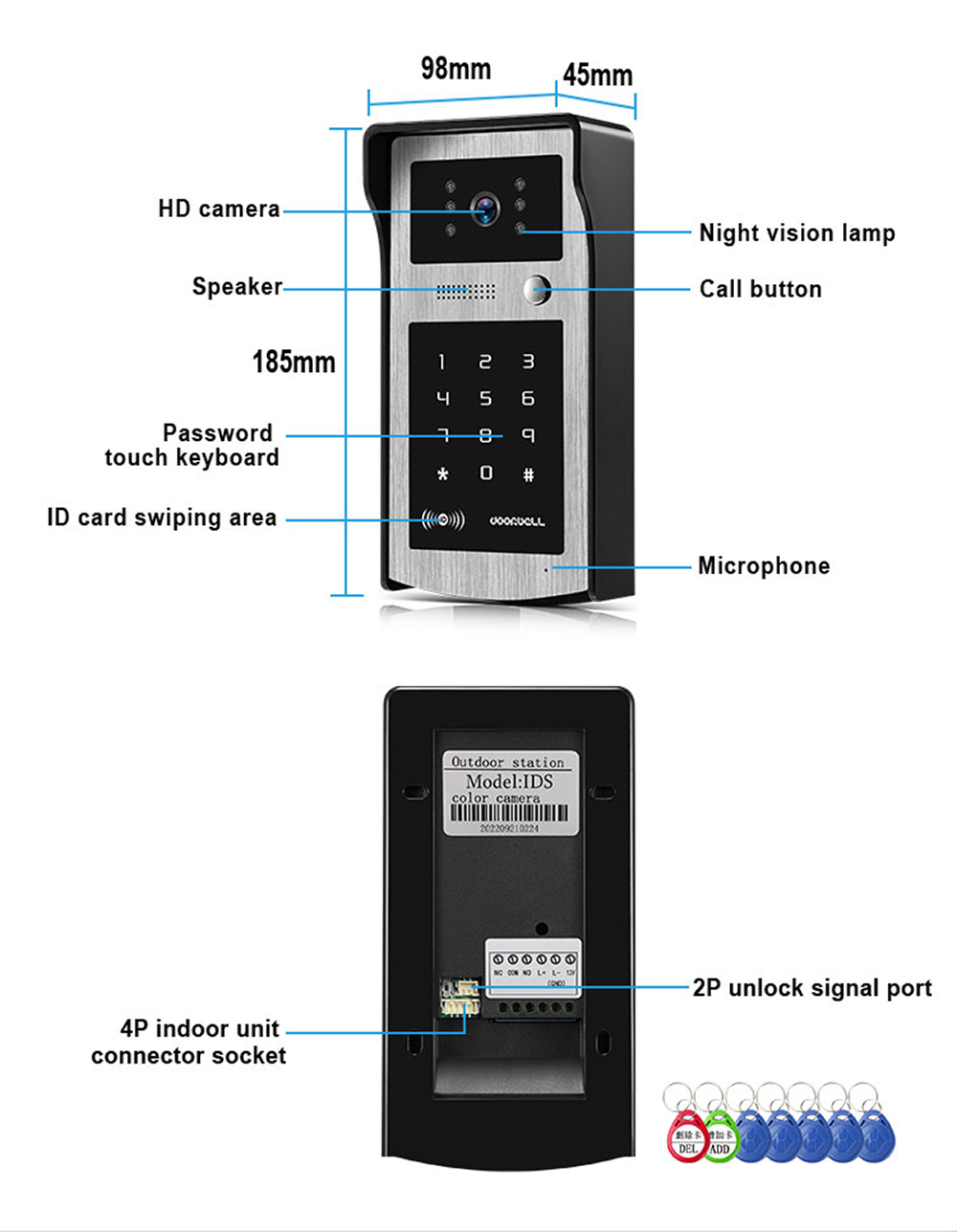 Hot Sell Tuya Wifi 7 Zoll Touchscreen Video Intercom Kit für Familie HD Video Tür sprechanlage Passwort/App entsperren Türklingel Kamera