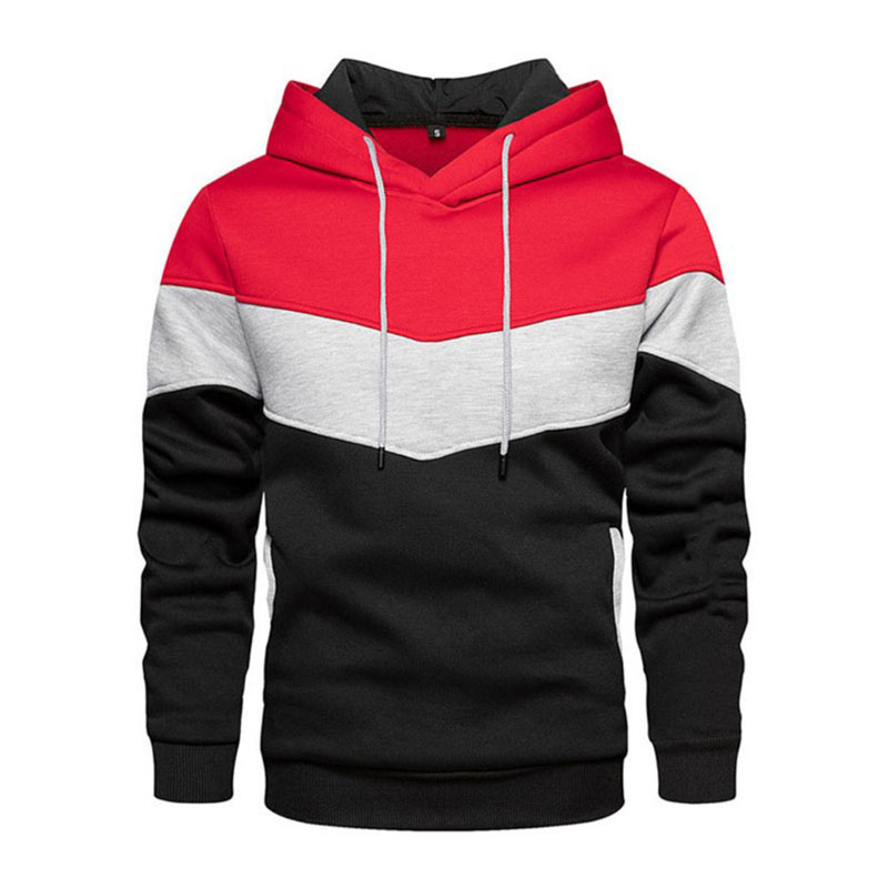 Felpa con cappuccio patchwork da uomo Abbigliamento sportivo casual da esterno Moda di strada Felpa con cappuccio termica in pile da uomo Autunno Inverno Nero