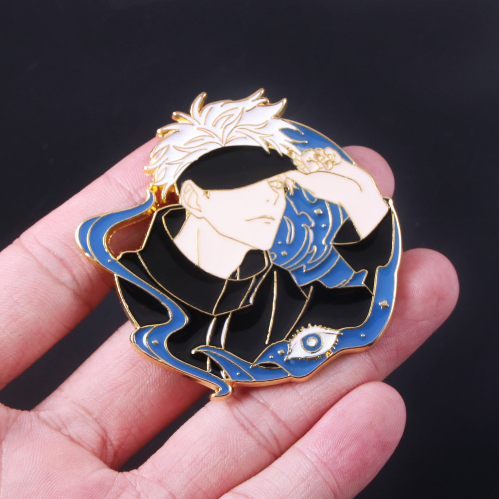 อะนิเมะ Jujutsu Kaisen เข็มกลัดพวงกุญแจรูปการ์ตูน Gojo Satoru เคลือบ Pins น่ารักคอสเพลย์ Props ของขวัญเครื่องประดับสําหรับเพื่อน