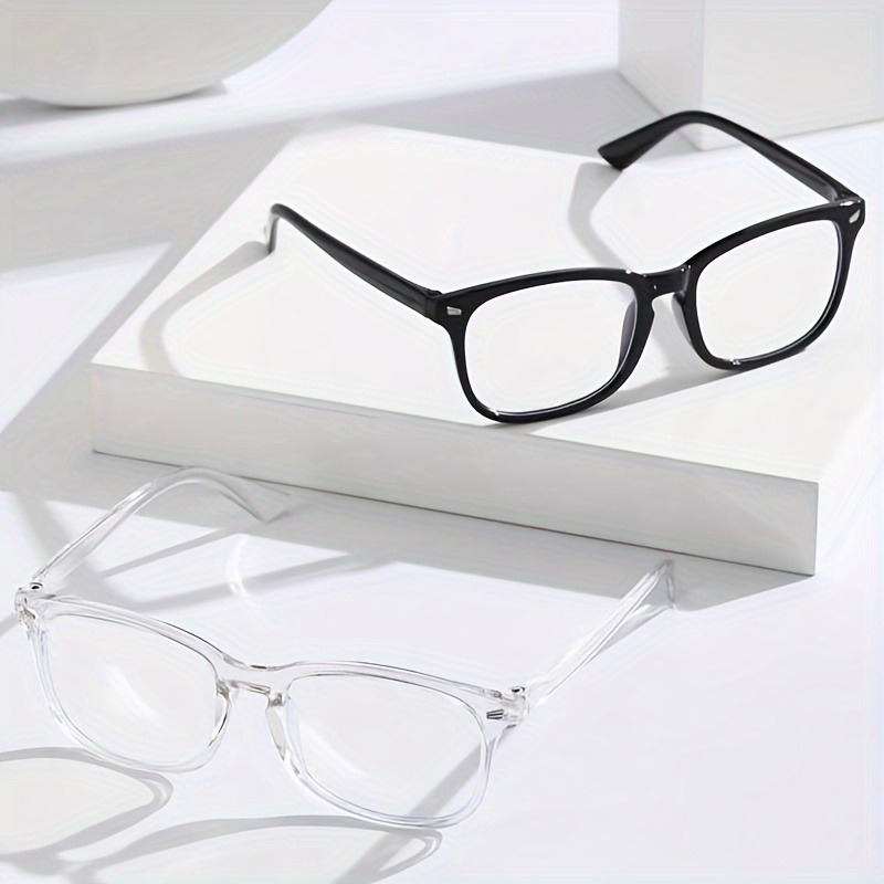 3pcs Lightweight PC Frames Minimalist Square Clear Lens Glasses - Blue Light Blocking, Full Frame, for Everyday & Casual Wear