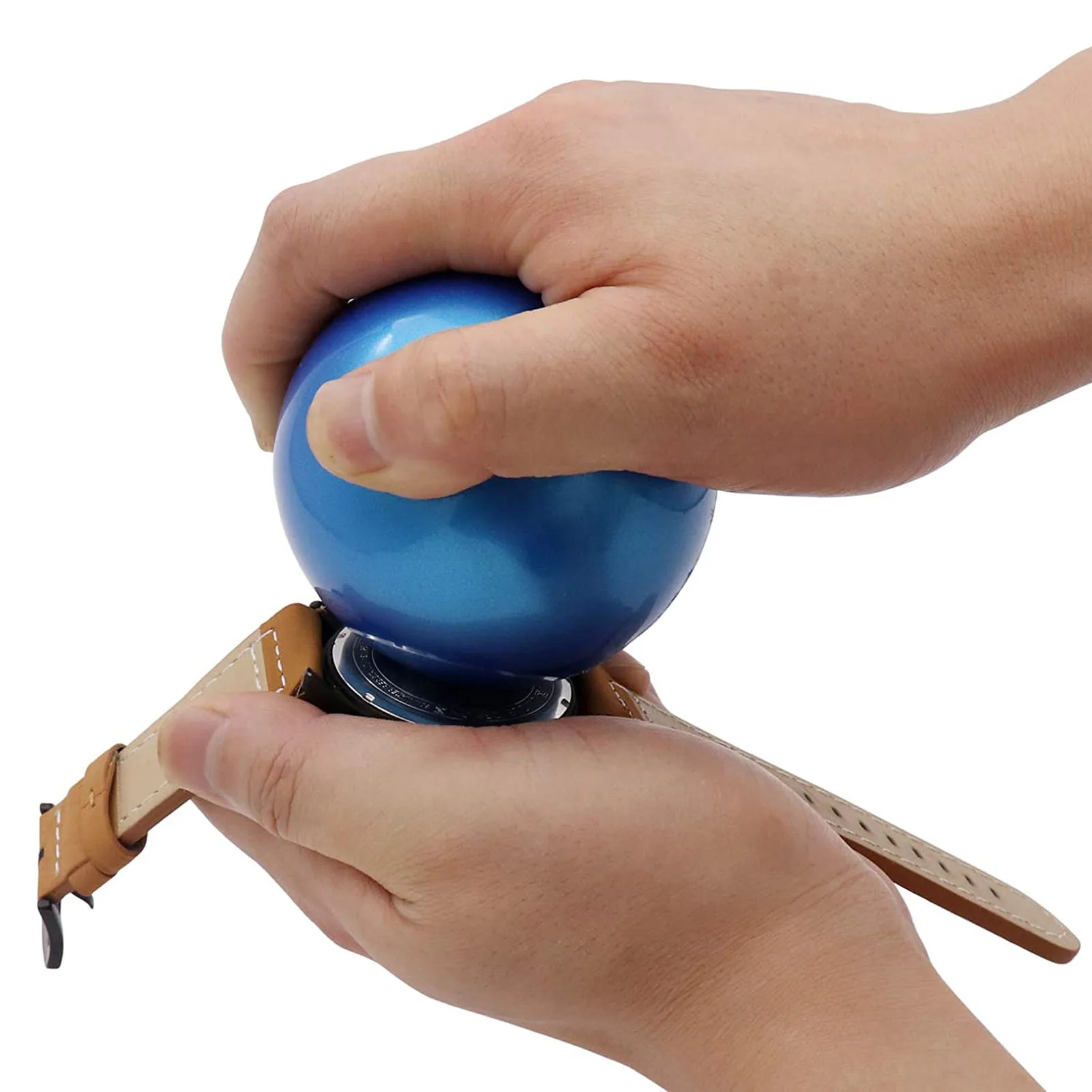 Boîtier de montre boule ouverte bleue, 7cm de diamètre, caoutchouc Durable, sûr, fiable, Portable, boule de Friction pour outil de réparation professionnel