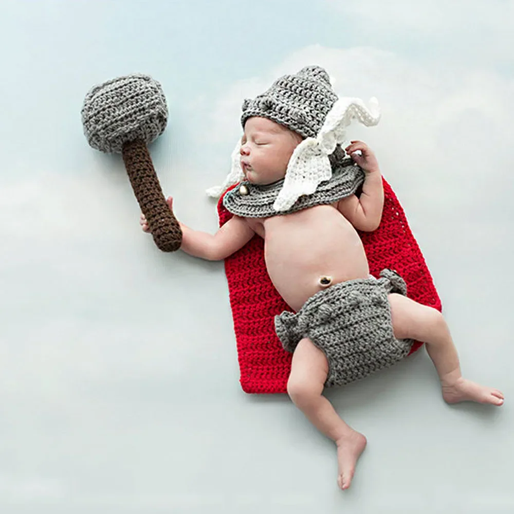 Anime recém-nascido fotografia adereços roupas traje do bebê thor vingadores personagem cosplay roupas fotografia bebê photoshoot outfit