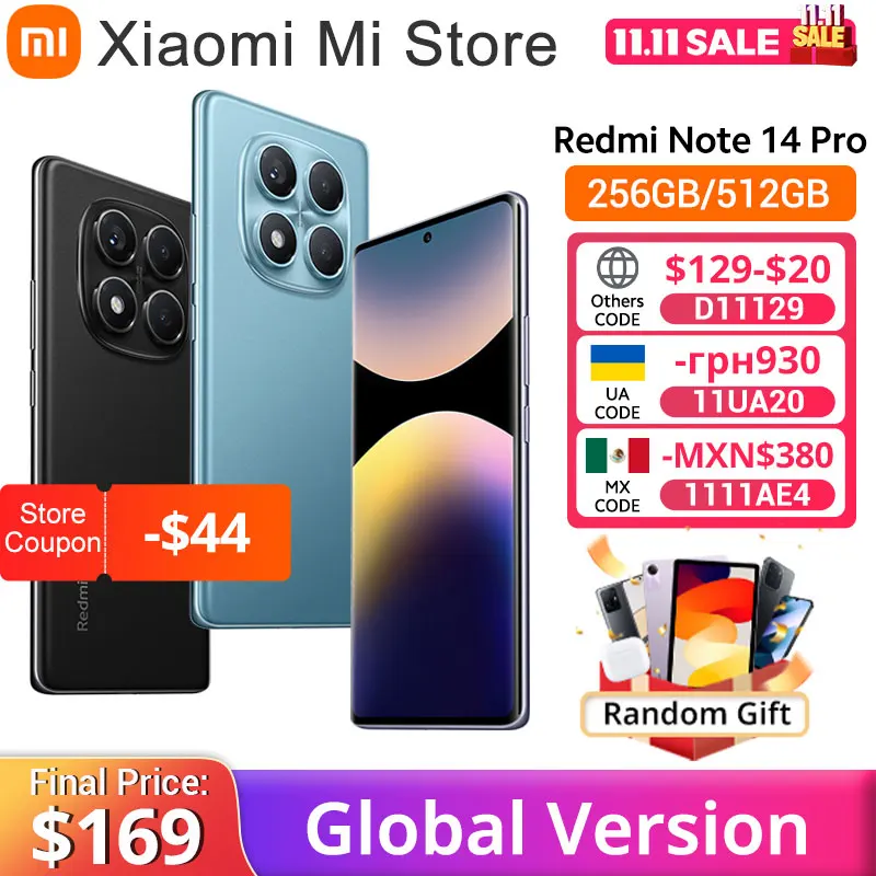 【Brand+】Xiaomi Redmi Note 14 Pro Smartphone 200MP AI Camera Helio G100-Ultra 6.67" 120Hz AMOLED Display 5500mAh Battery