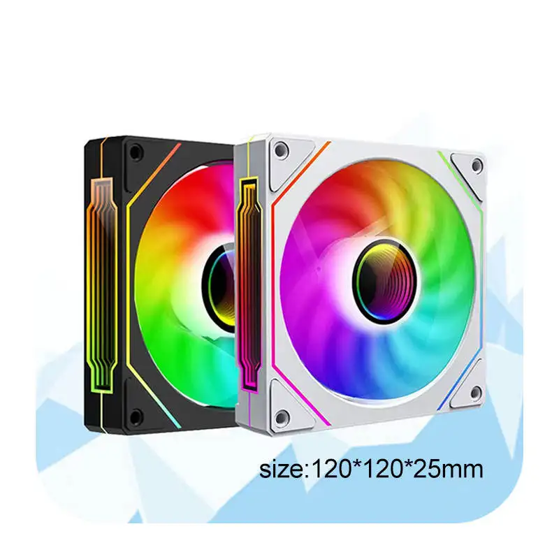 Popular caso de pc rgb ventilador 12cm torres atx com ventilador refrigerador 5v 3pin computador jogos cpu radiador cobre argb ventiladores